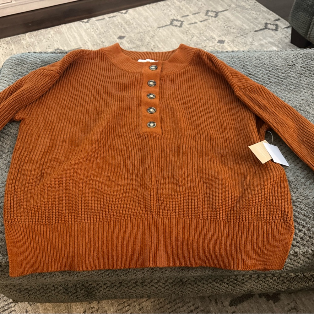 JustFab Orange Crew Neck Sweater